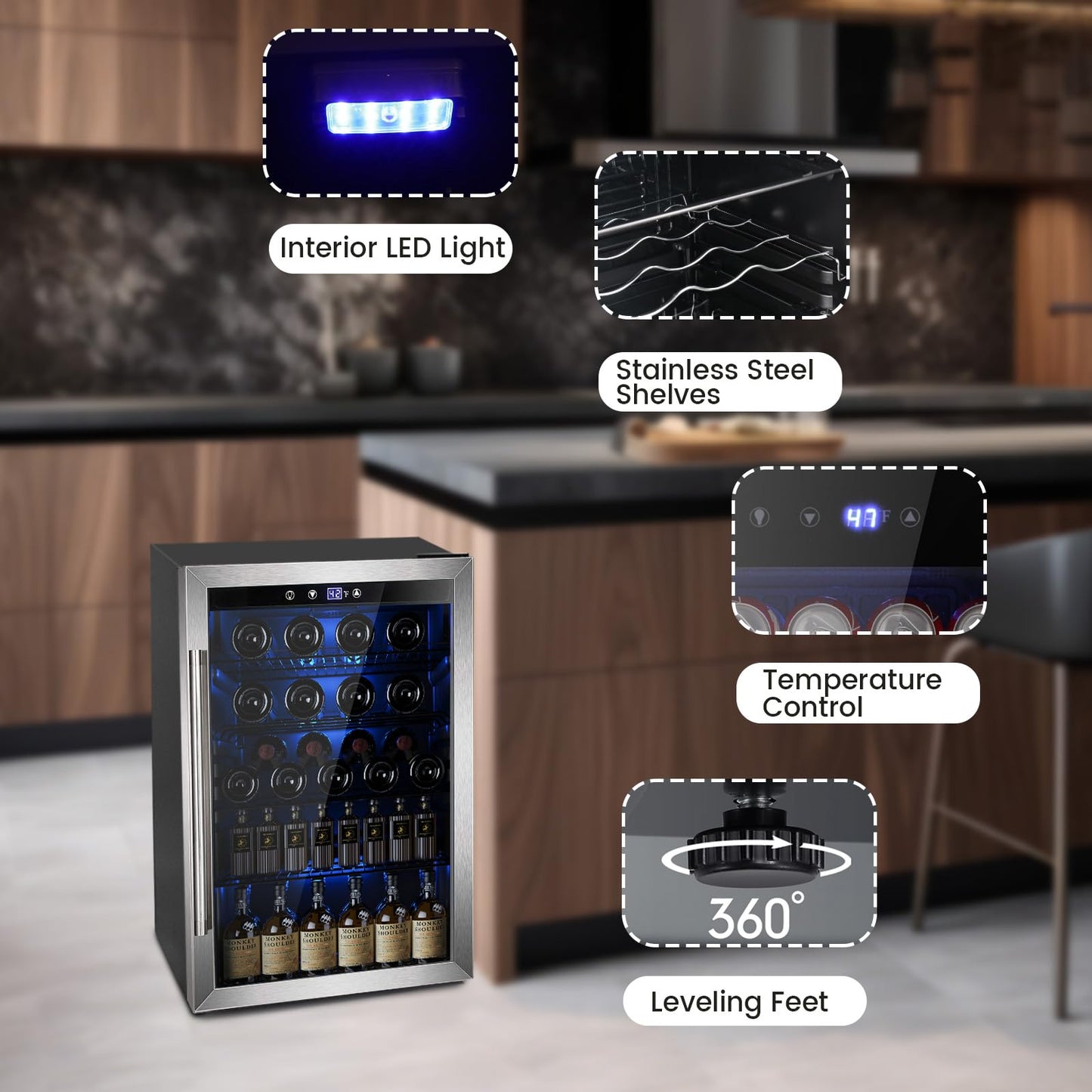 Electactic Freestanding Wine Fridge with Glass Door