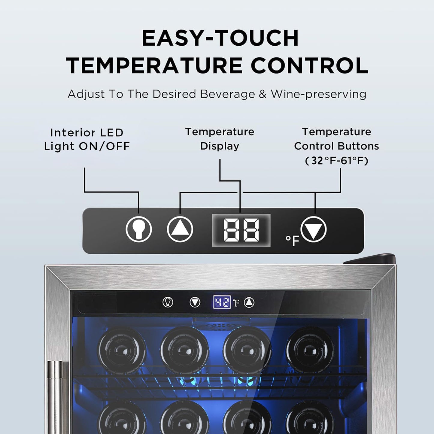Electactic Freestanding Wine Fridge with Glass Door
