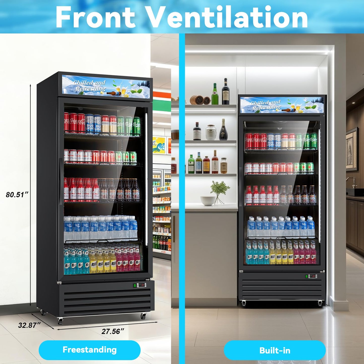 Velieta Drink Fridge Merchandiser – Black